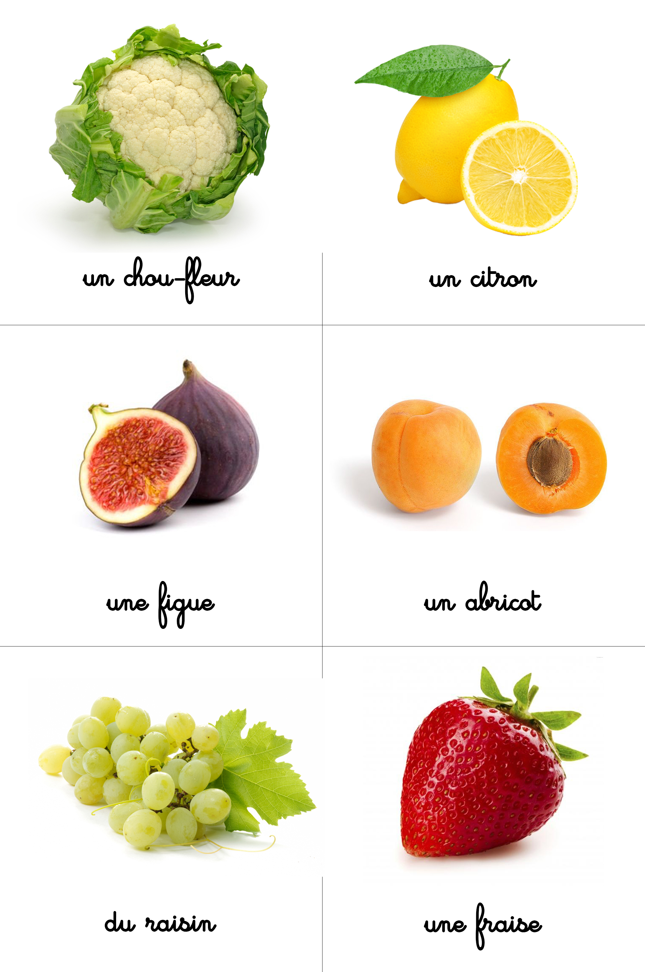 Cartes montessori nomenclature fruits