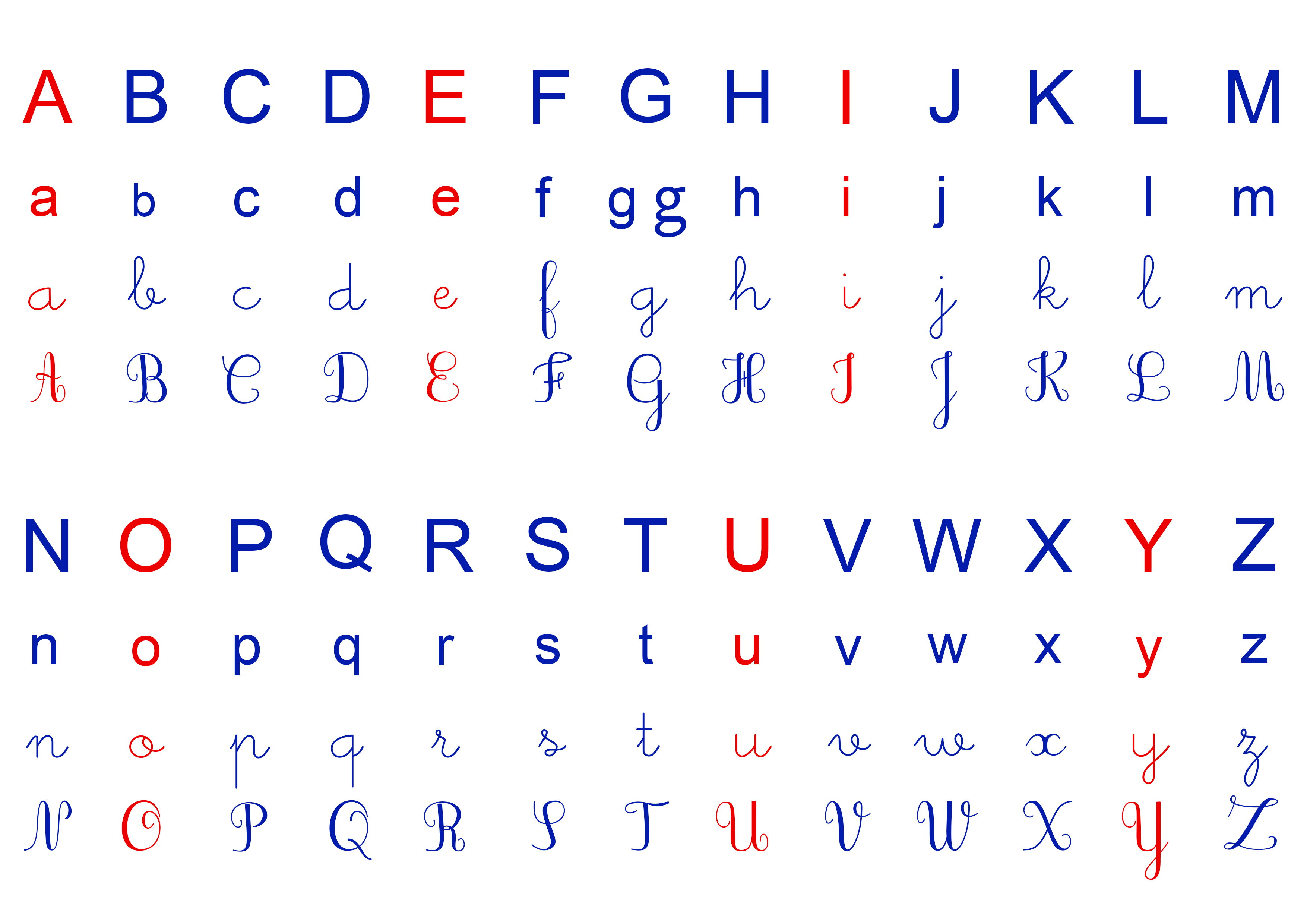 alphabet ief écriture cursif majuscule