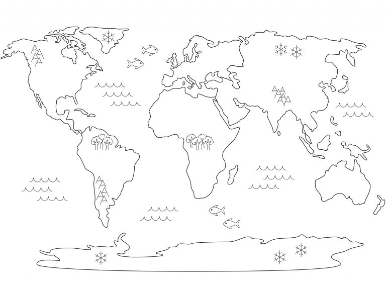 Carte Du Monde Maternelle à Imprimer Planisphère à colorier - Les activités de maman