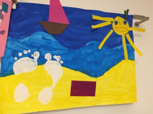 Tableau d'été peinture soleil sable plage