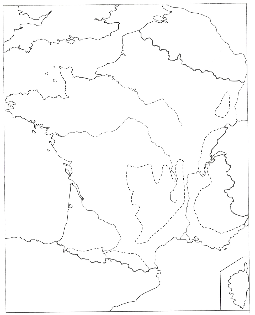 la carte de france avec les montagne et les fleuves