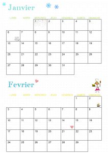 calendrier 2020 janvier février