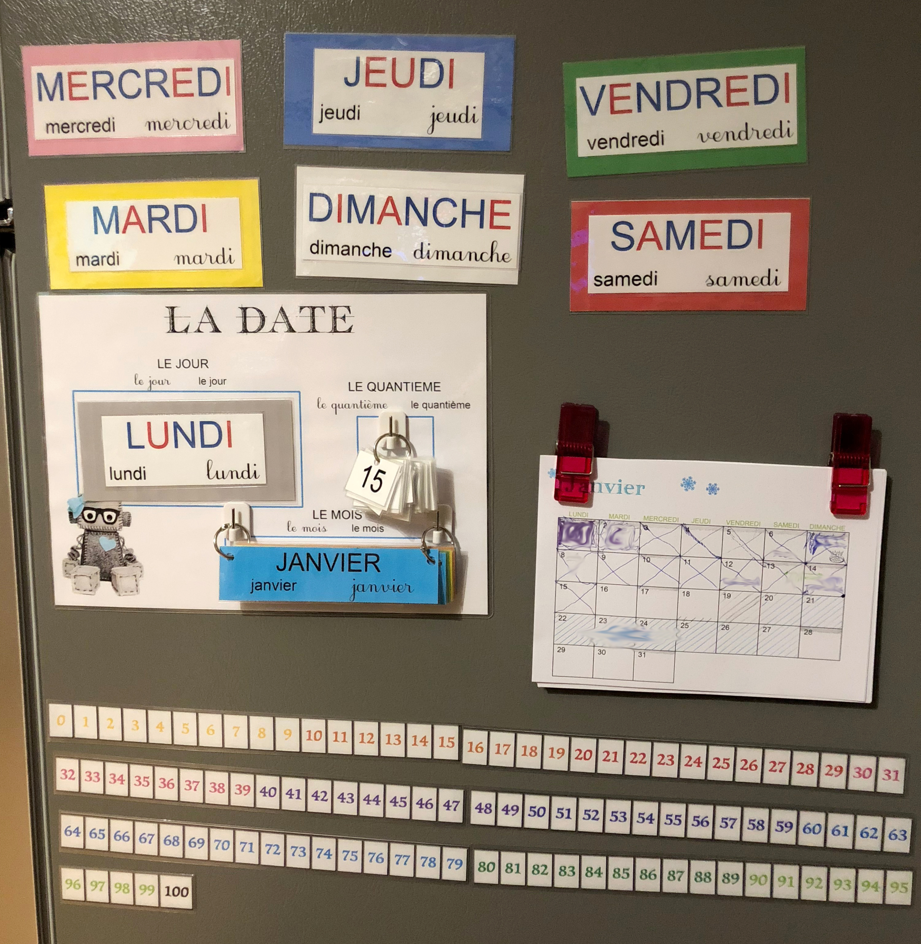 rituel de la date en maternelle ou en instruction en famille