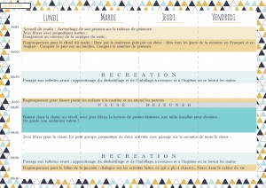 Semainier modèle vierge PS maternelle