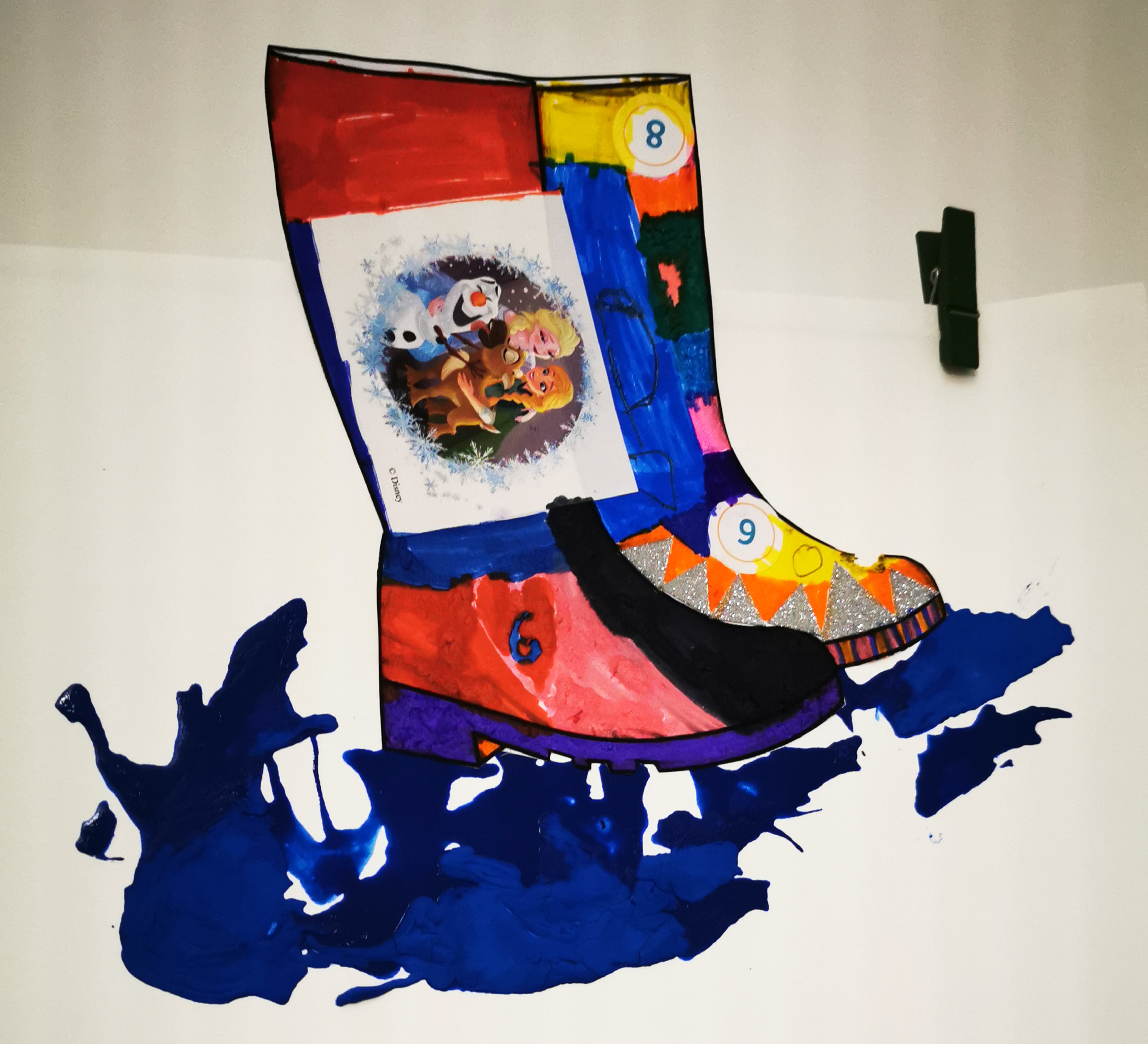 activité splash bottes peinture