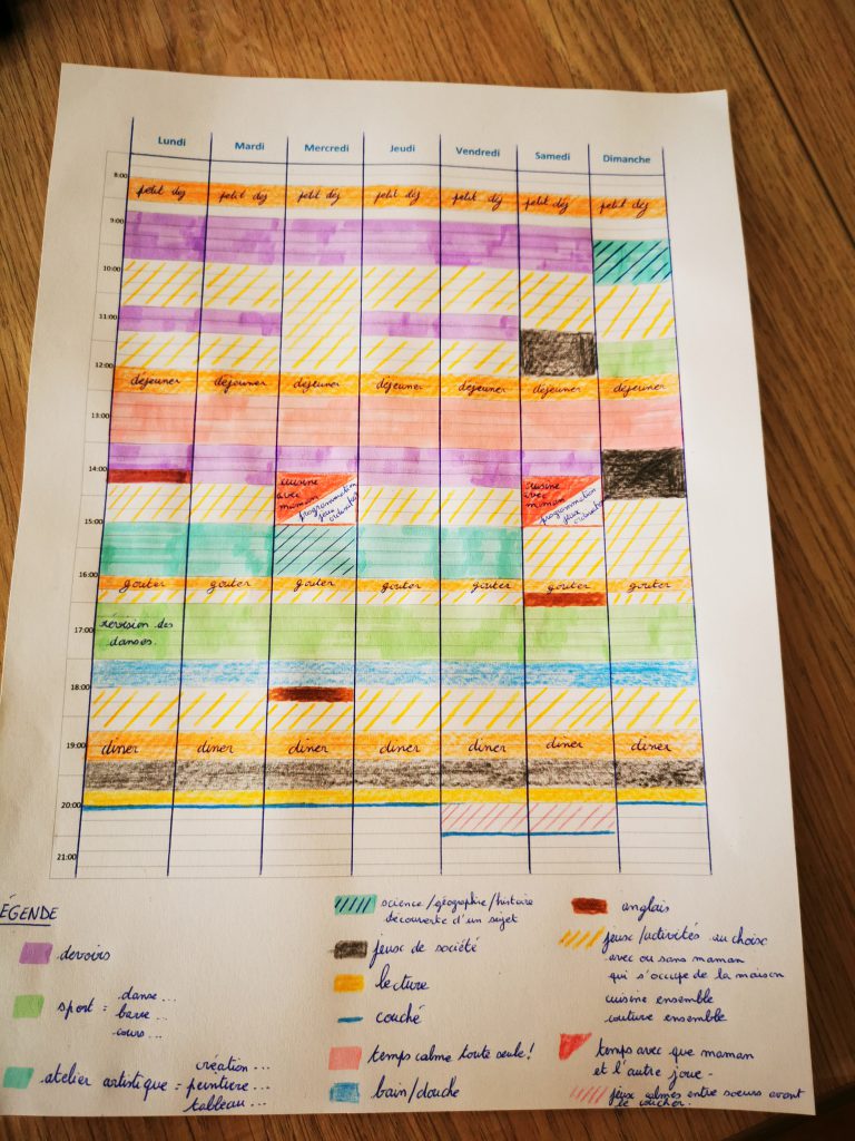 planning école à la maison