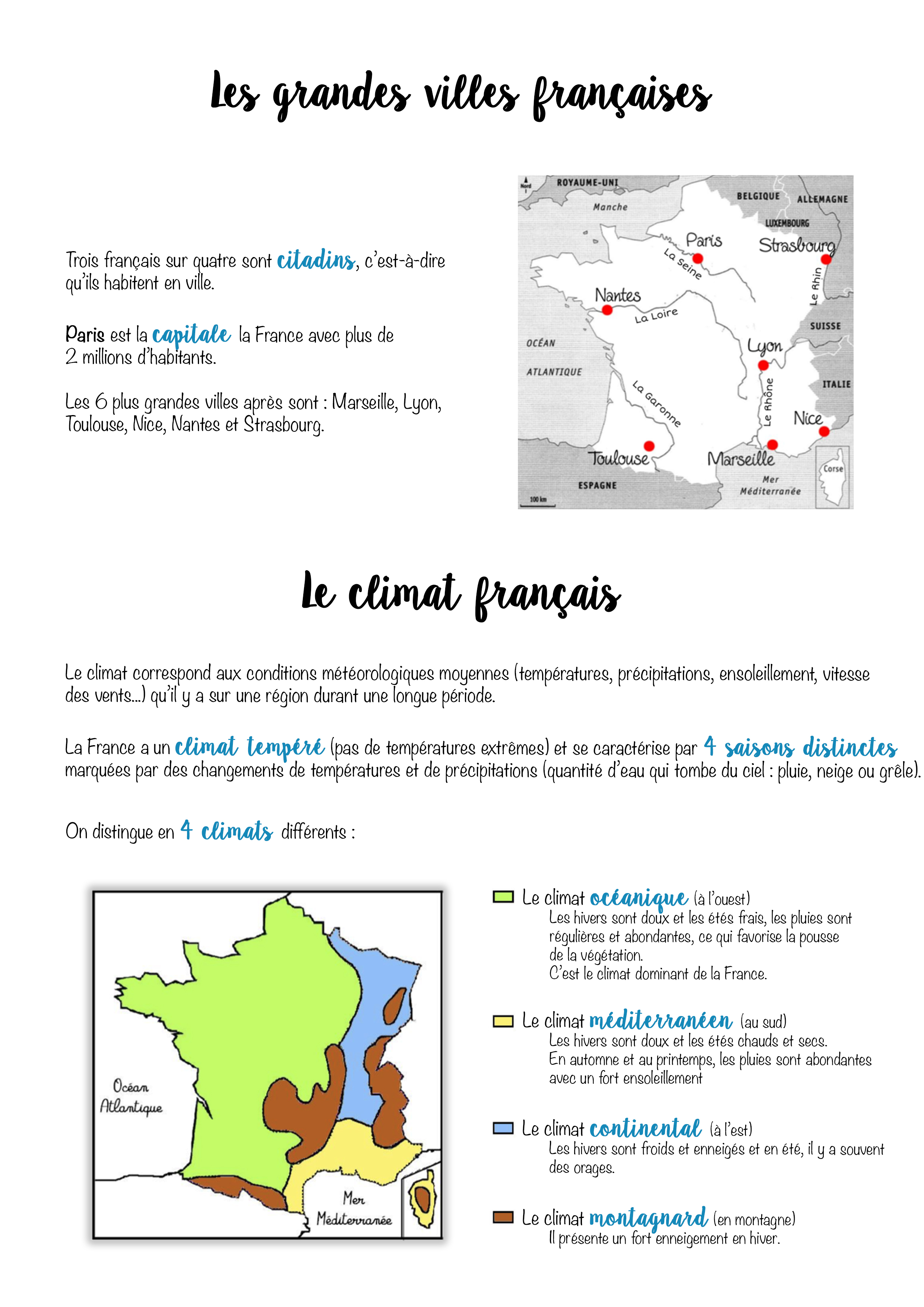 Carte France---Leçon 1 La géographie de la France 