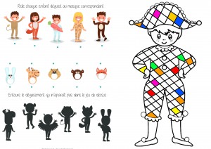 Activités sur le carnaval ombres coloriage ief