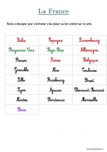 étiquettes des noms pour carte de la France