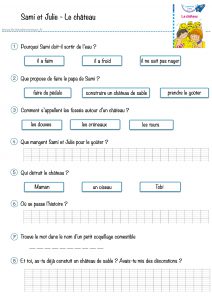 compréhension de texte cp sami et julie le château