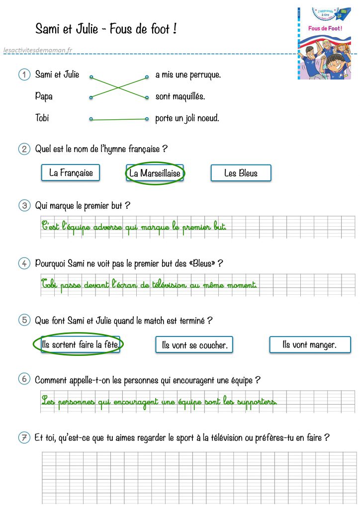 fous de foot sami et julie corrections questions