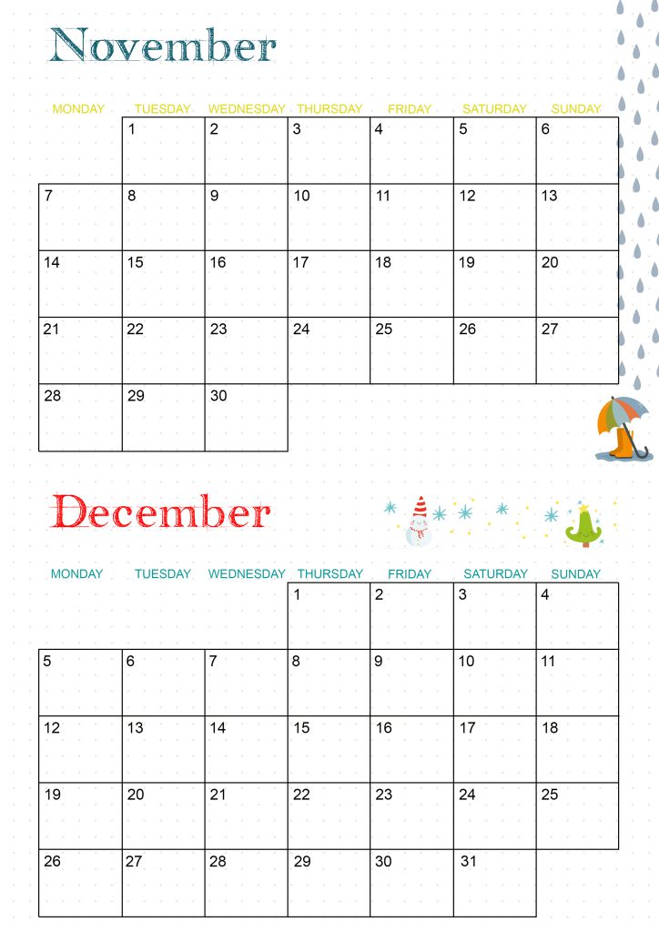 calendrier 2022 novembre décembre