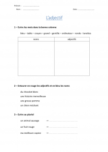 exercices révisions adjectifs