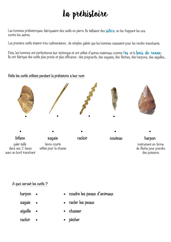 fiche outils de la préhistoire