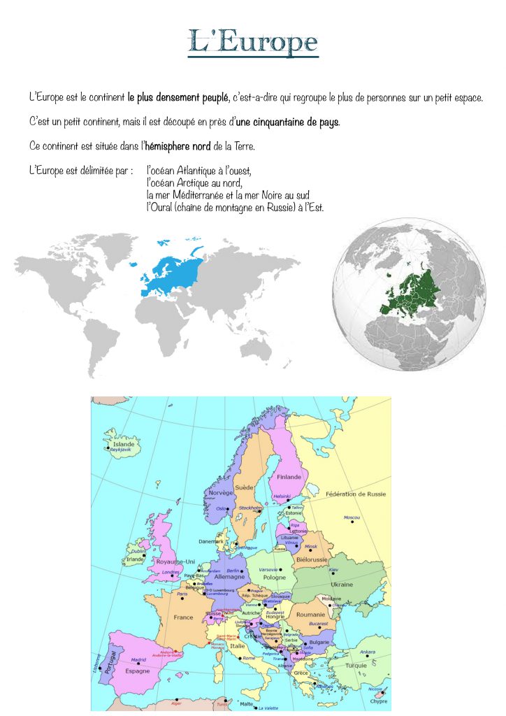 l'europe cours ce2