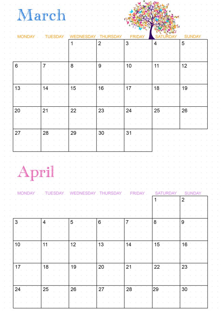 calendrier 2023 mars avril