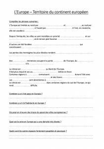 cours géographie CM1 europe