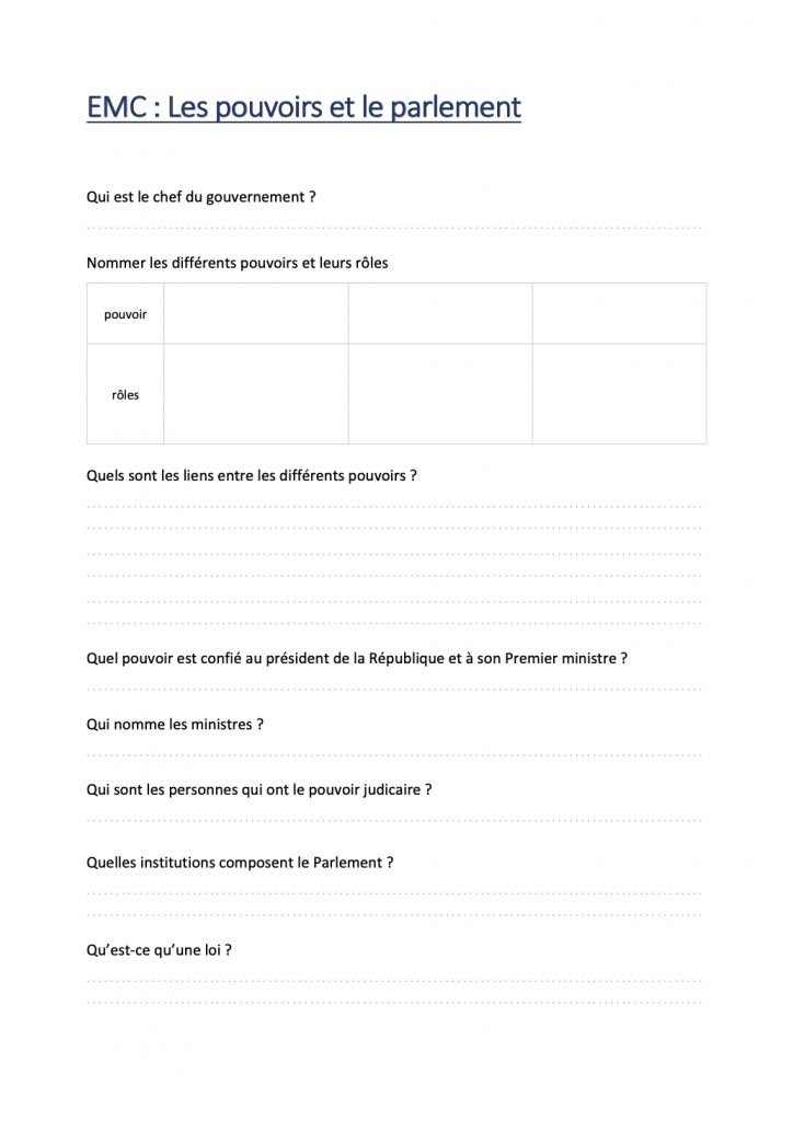 parlement EMC CM2 questionnaire