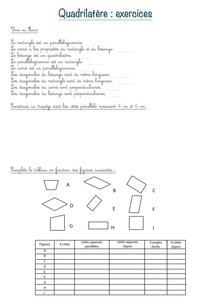 quadrilatere exercices
