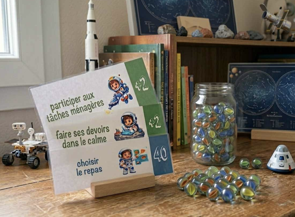 Système de motivation enfant astronaute, kit de tableaux de comportement à imprimer