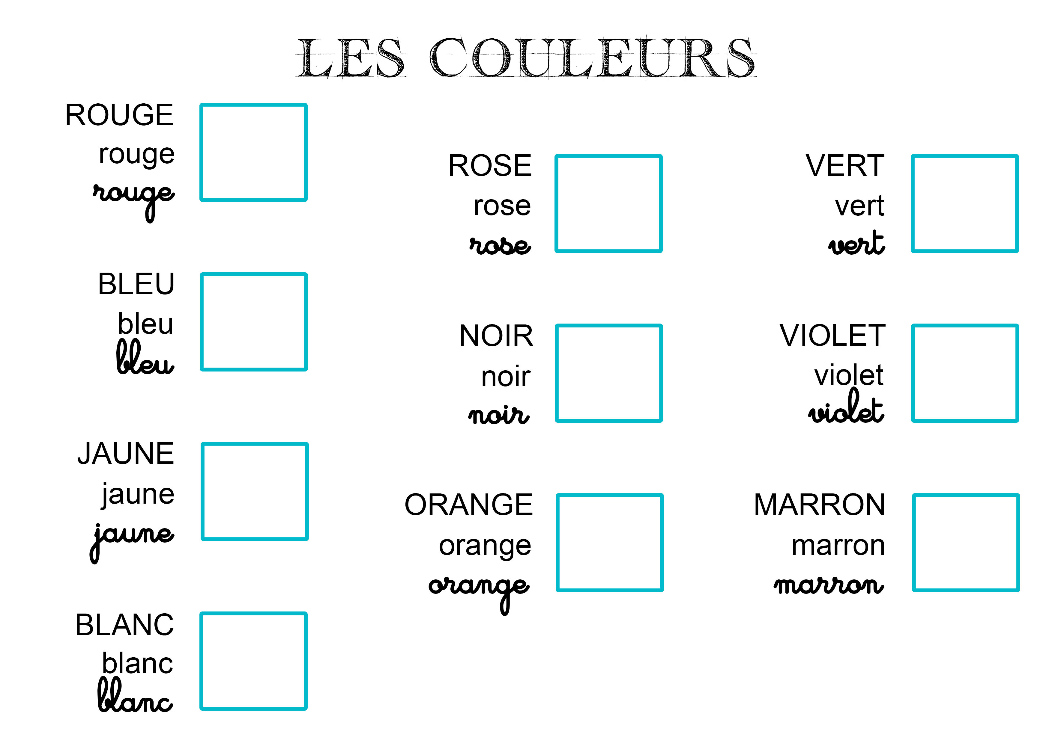 Les couleurs - Aide aux devoirs - fiches pratiques