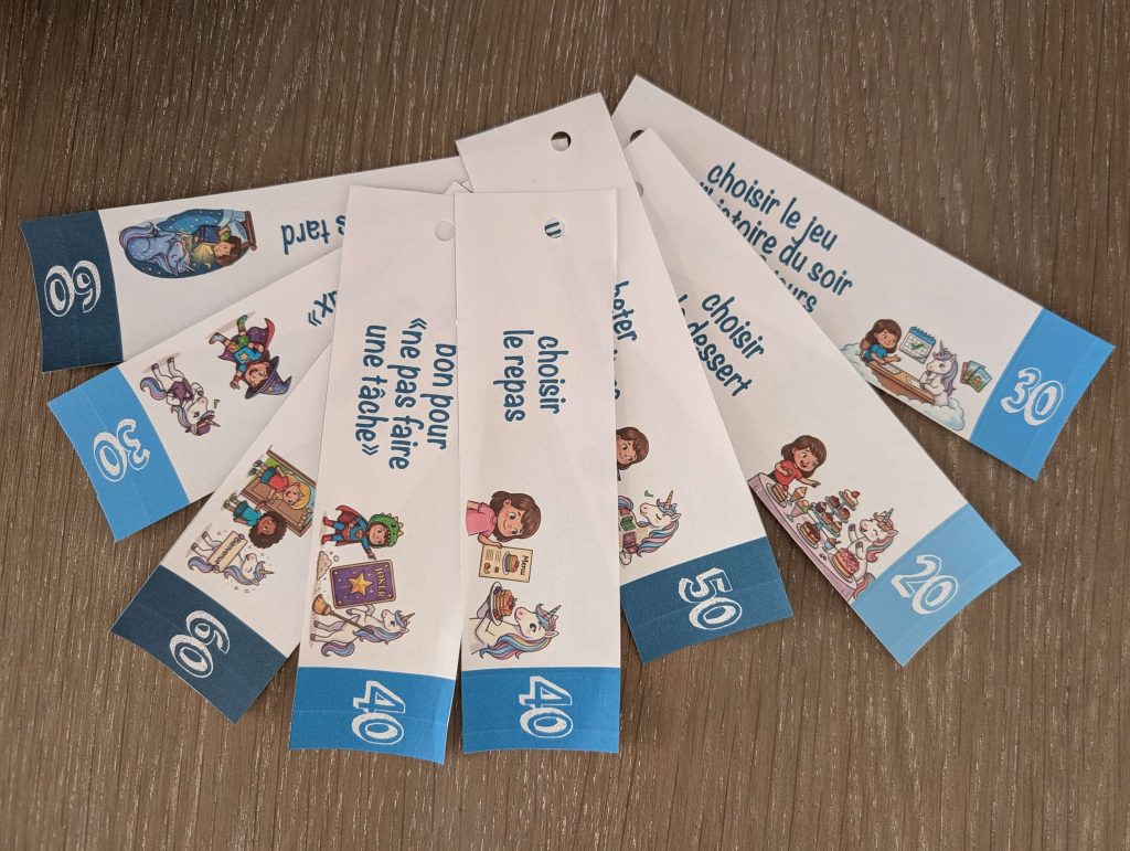 Bons de récompense pour comportement enfant à imprimer : idées de privilèges ludiques.