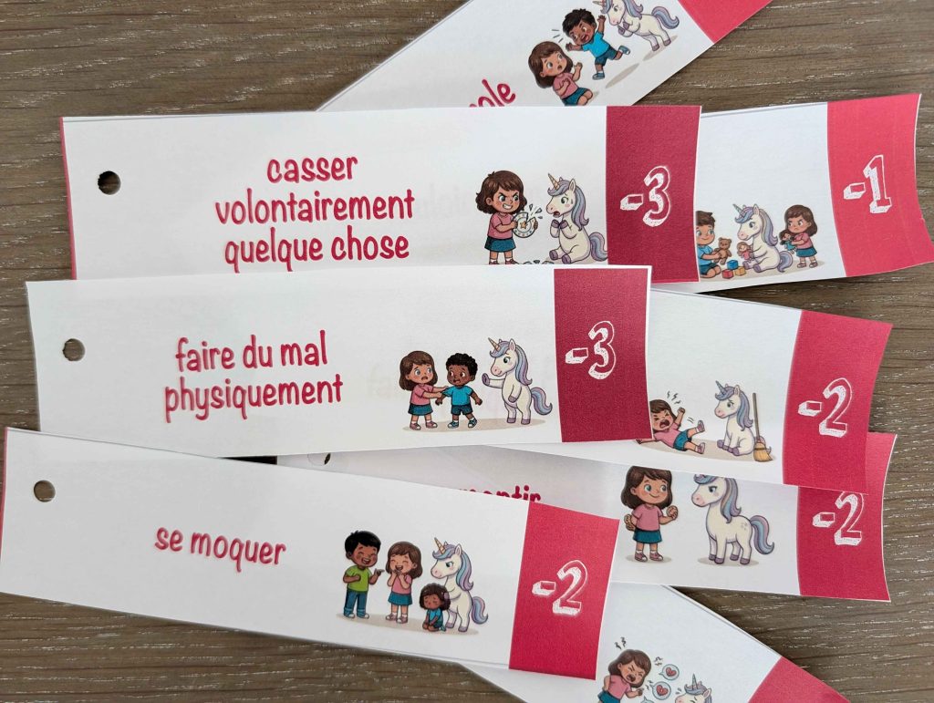 Cartes de comportements à éviter pour kit de motivation enfant à imprimer.