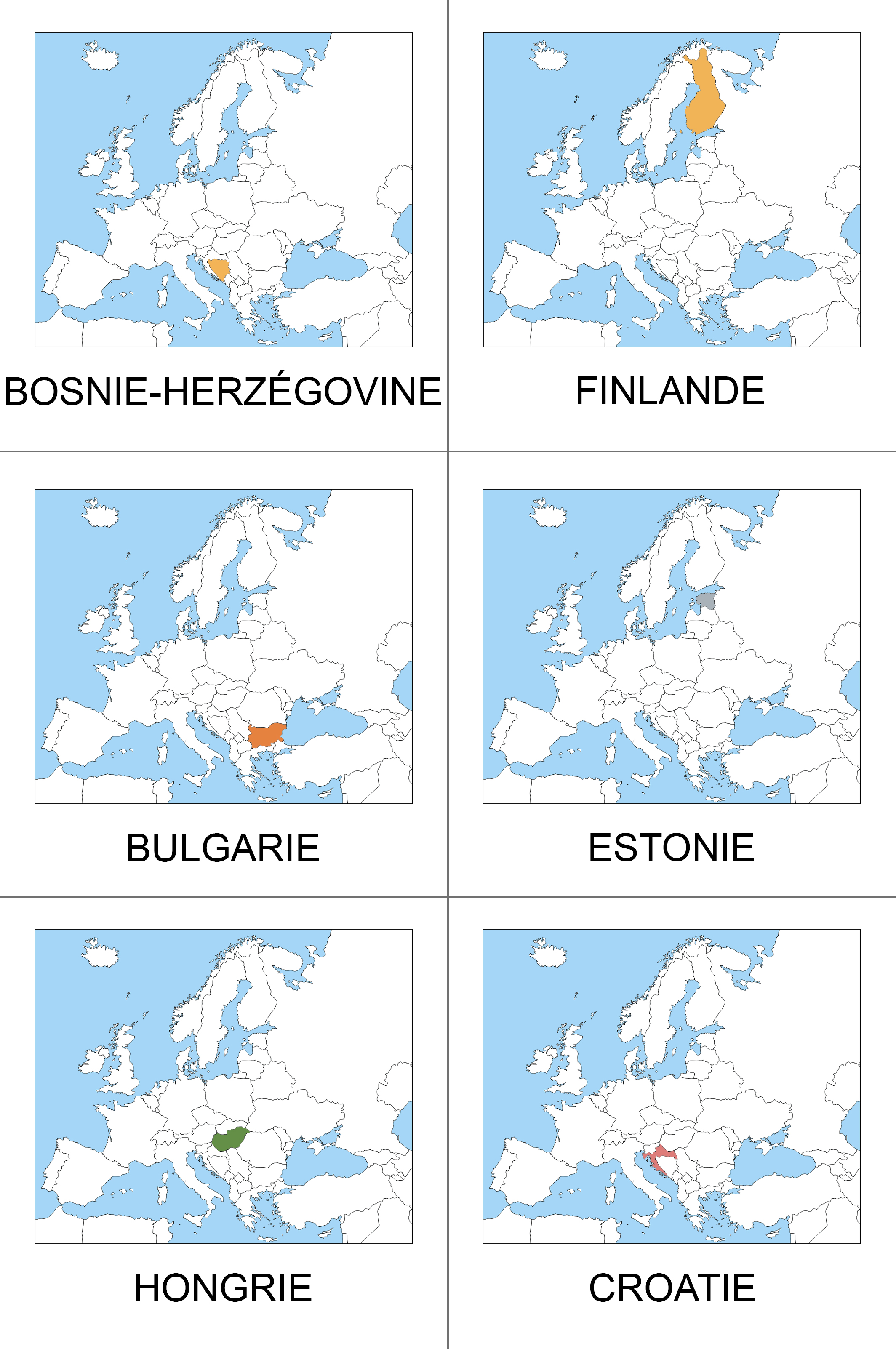 europe cartes de nomenclature
