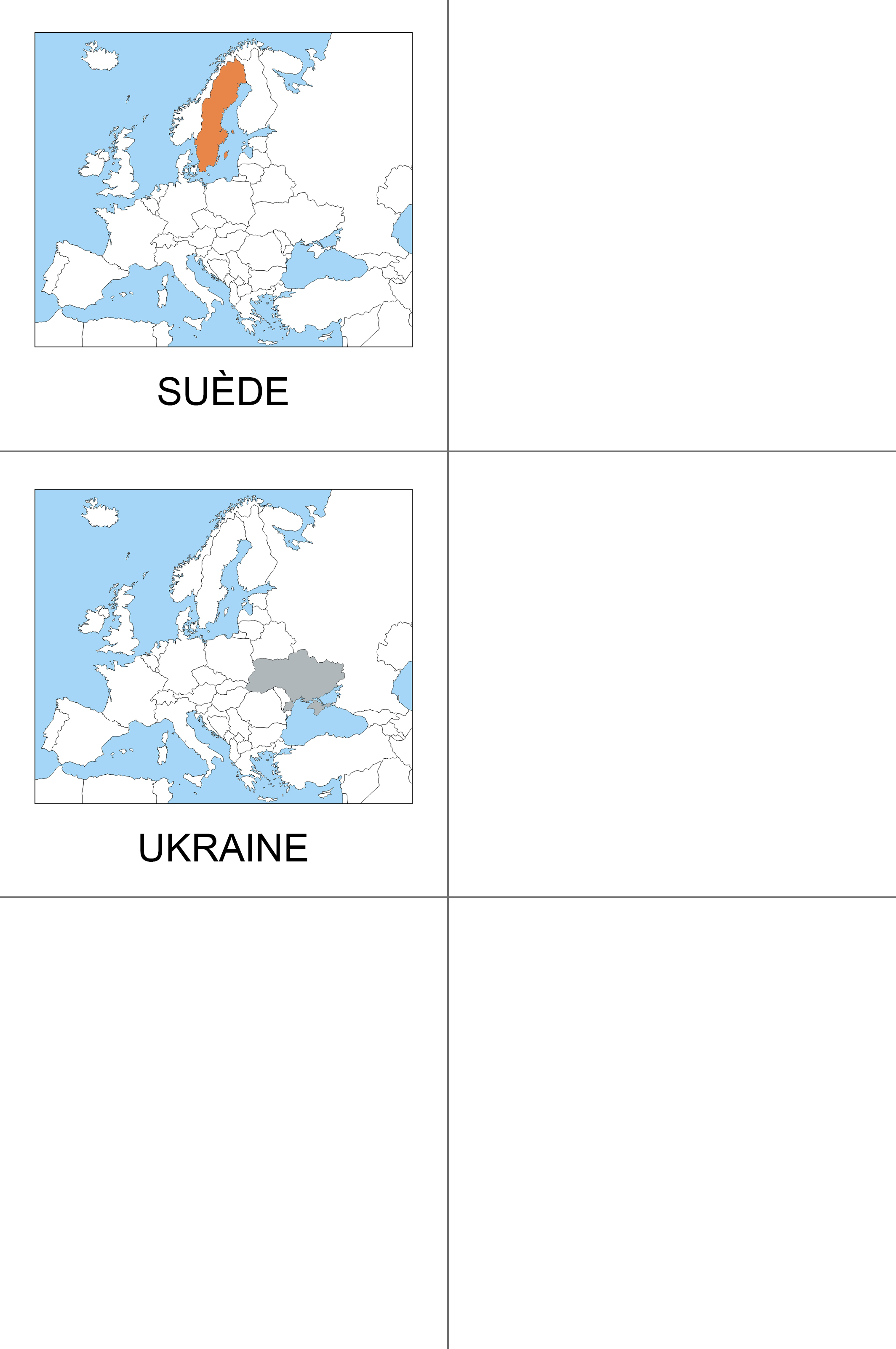 cartes nomenclature Europe instruction en famille montessori