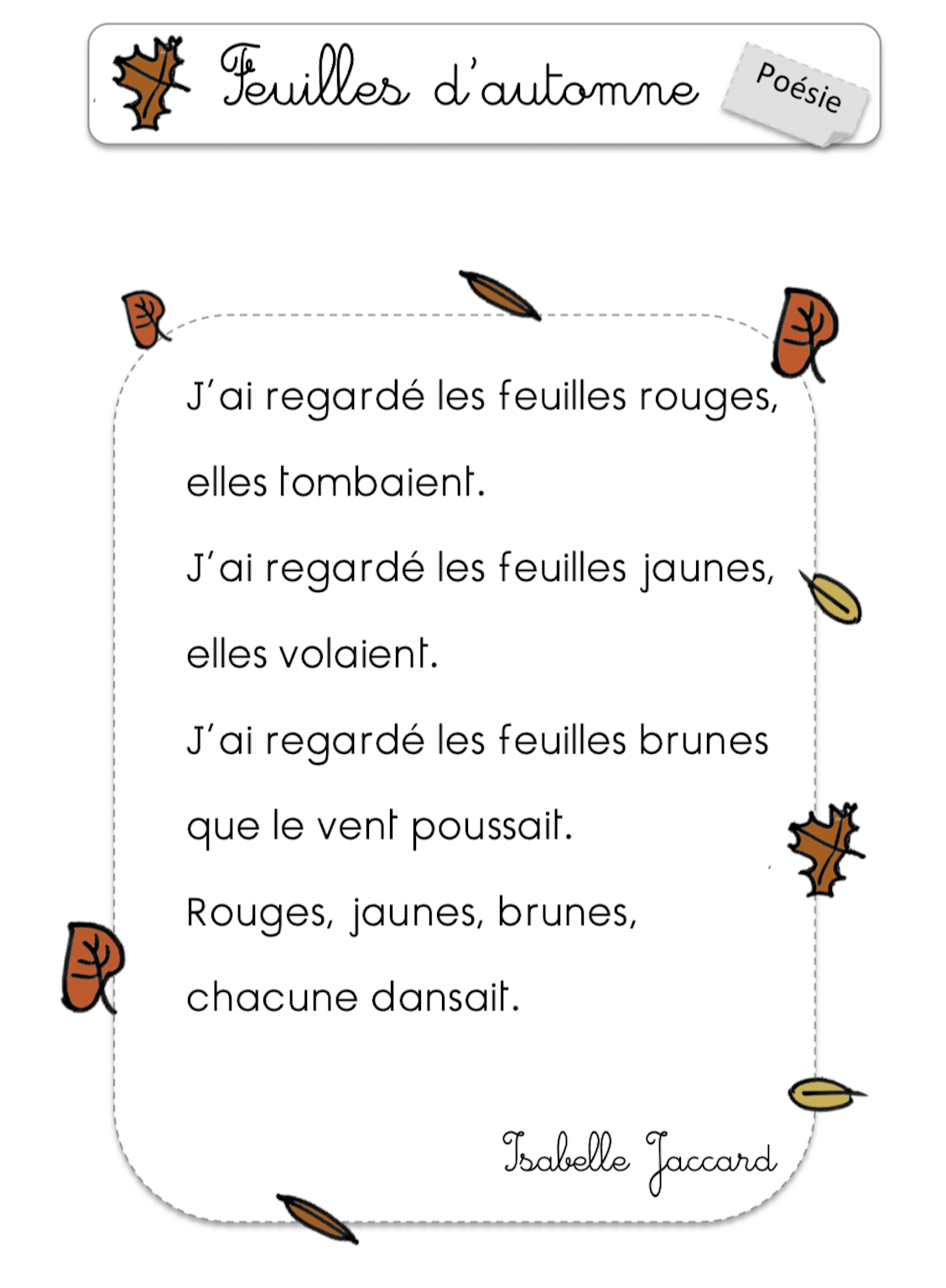 Poésie automne en français