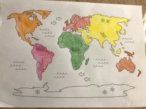 Planisphère à colorier les continents