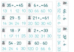 cartes à pinces calculs instruction en famille