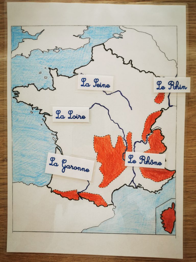 carte de France des fleuves et montagnes