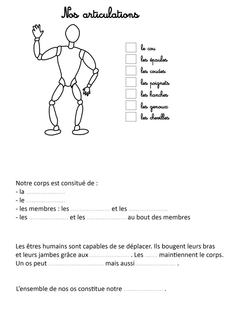 Exercice Squelette Ce2 à Compléter Le squelette - Les activités de maman