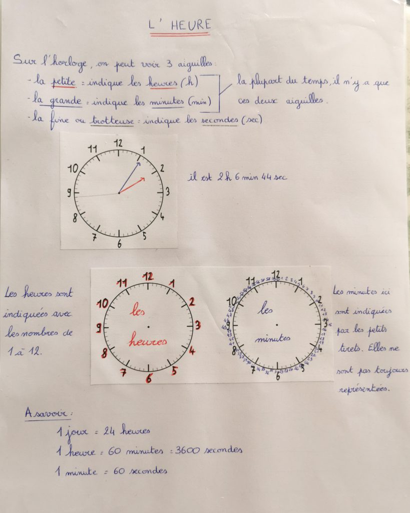 leçon sur l'heure