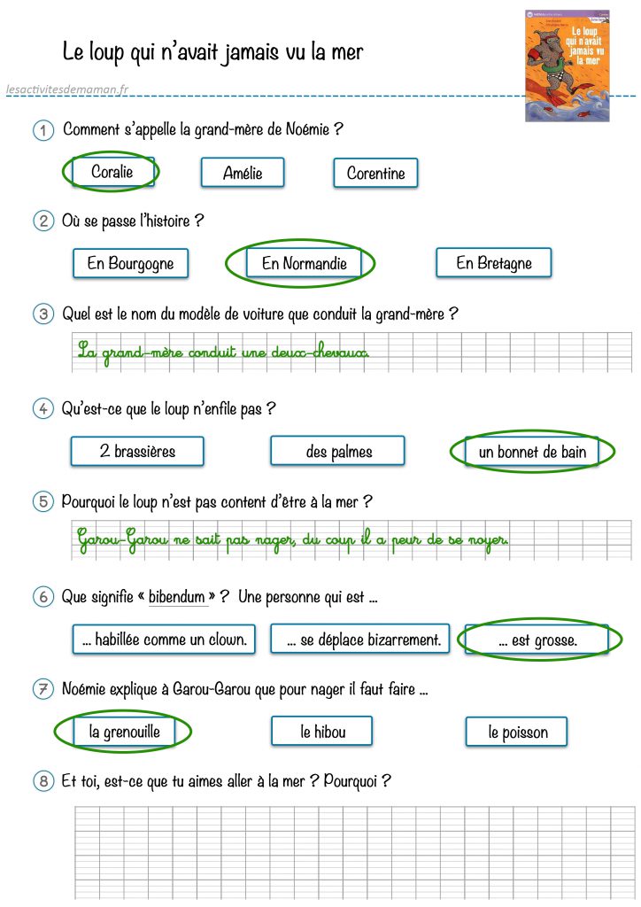 compréhension texte lecture fiche correction CE1 CE2 CP