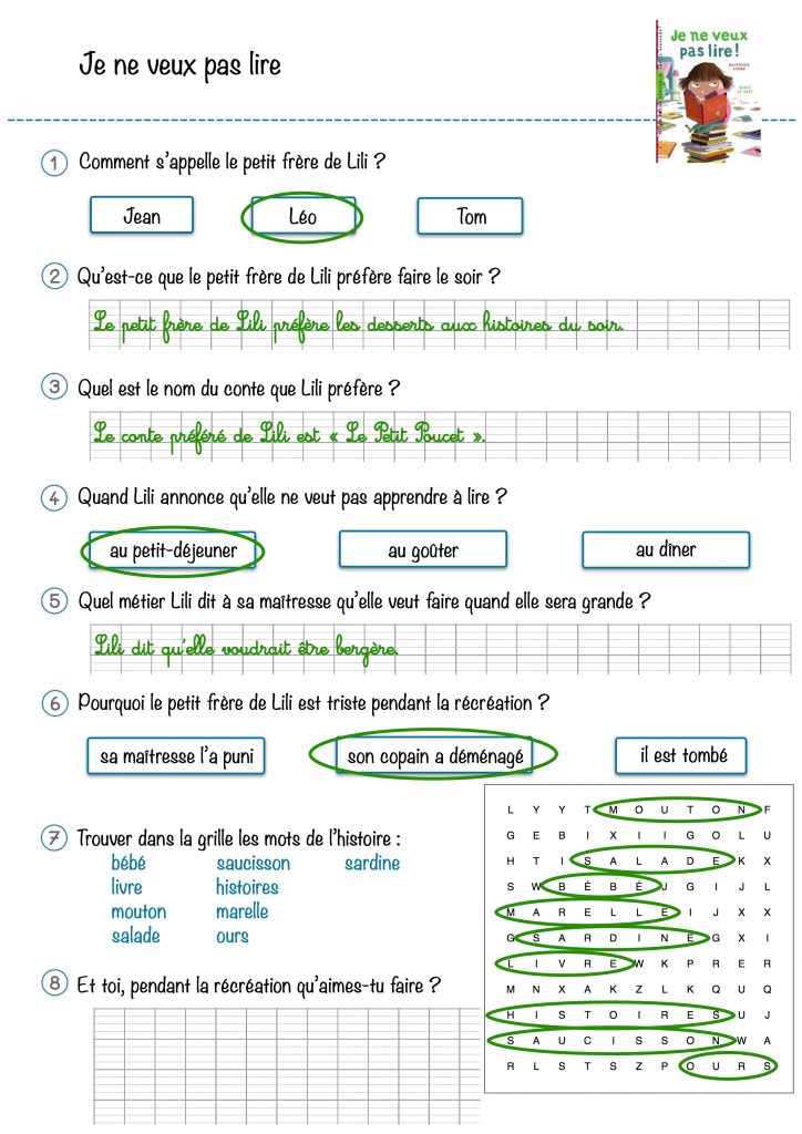 je ne veux pas lire compréhension texte