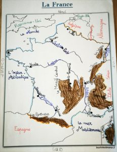 carte de la famille fleuves, montagnes, frontières