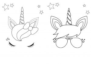 coloriage licorne version fille et version garçon