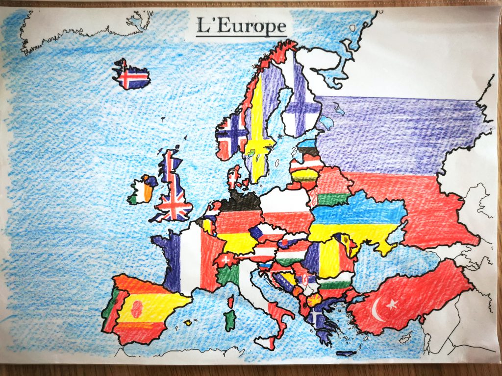carte europe pays et drapeaux