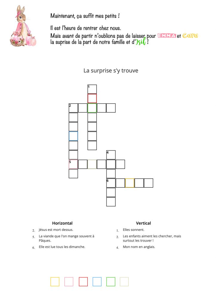 chasse au trésor pour pâques mots croisés