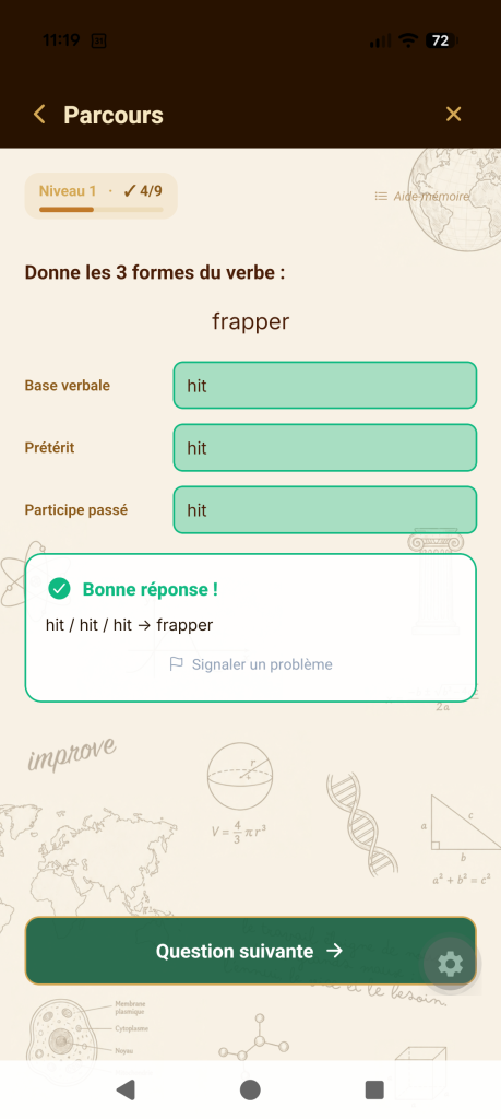 verbes irréguliers application collège schooliz