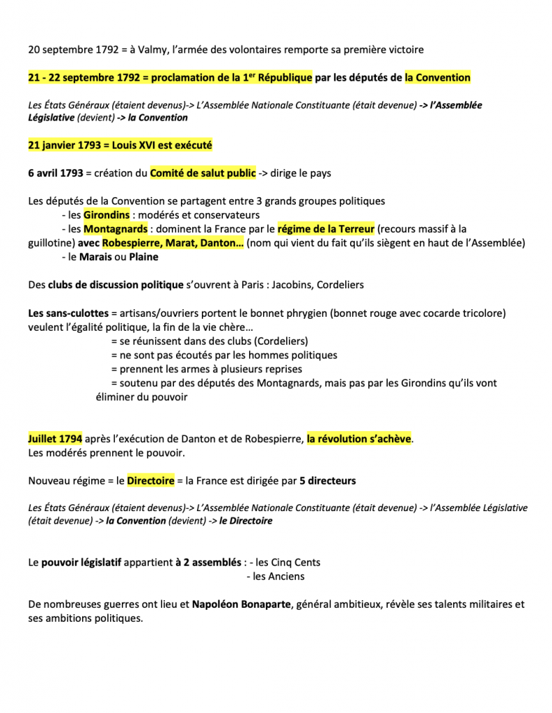 la révolution française fiche révision