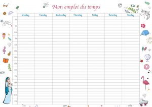emploi du temps planning vierge